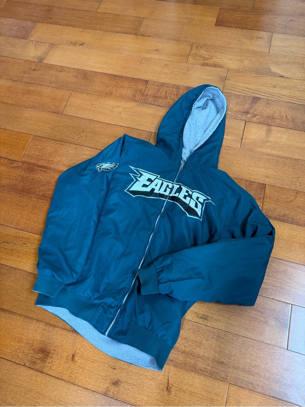 UNISEX NFL Teal Philadelphia Eagles reversible bomber jacket sz S